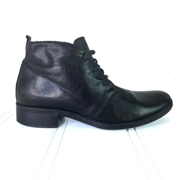BROWNS BLACK LEATHER SHOES VINTAGE LACE UP BLOCK HEELS LAVORAZIONE ARTIGIANNA 36 - Picture 1 of 10